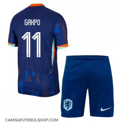 Camisa de time de futebol Holanda Cody Gakpo #11 Replicas 2º Equipamento Infantil Europeu 2024 Manga Curta (+ Calças curtas)